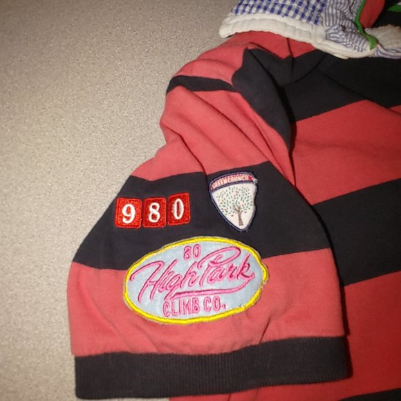 Zara Men's Striped Polo w/ Layered Collar and Patches. Very Cute. Small (S) - Picture 2 of 5